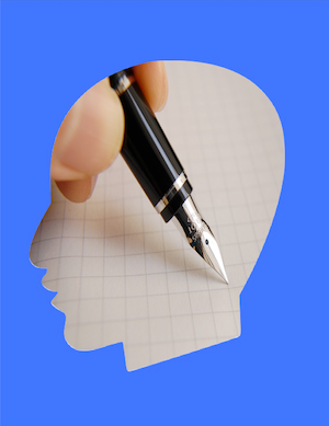 Mental Note - image of brain and note making