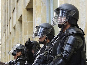 Learning is fun! Or is it? Photo of riot police