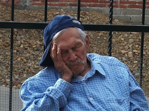 Sleep learning. Photo of granddad sleeping