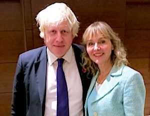 Guess who's coming to dinner? Boris Johnson, that's who! Photo of Lysette Offley and Boris Johnson