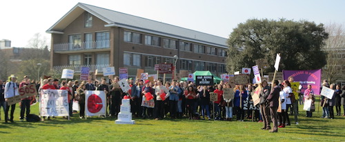 Reading University's world record attempt - photo of protesters