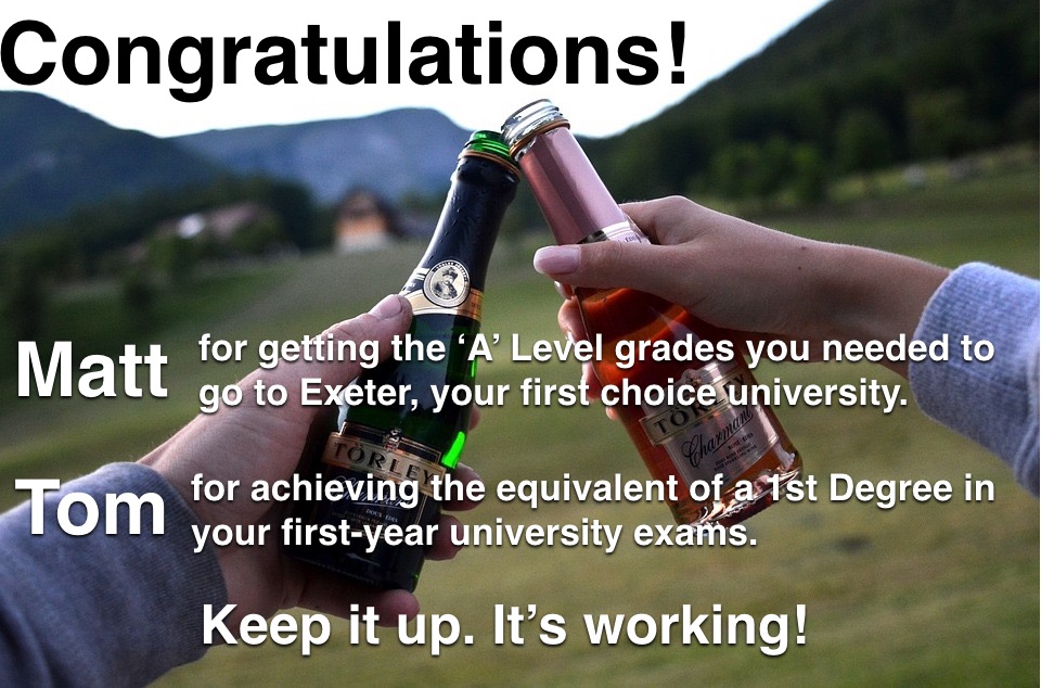 Congratulations 'A' Level Results